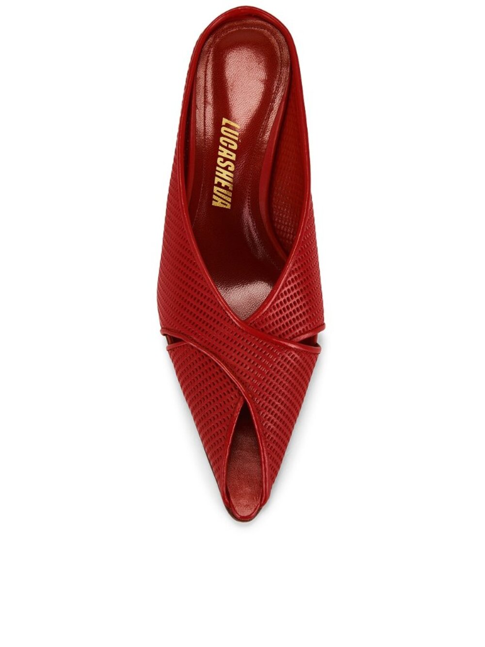 Lucasheva Angel Mule Pump in Red leather pointed toe wedge heel sandal - Picture 2 of 11